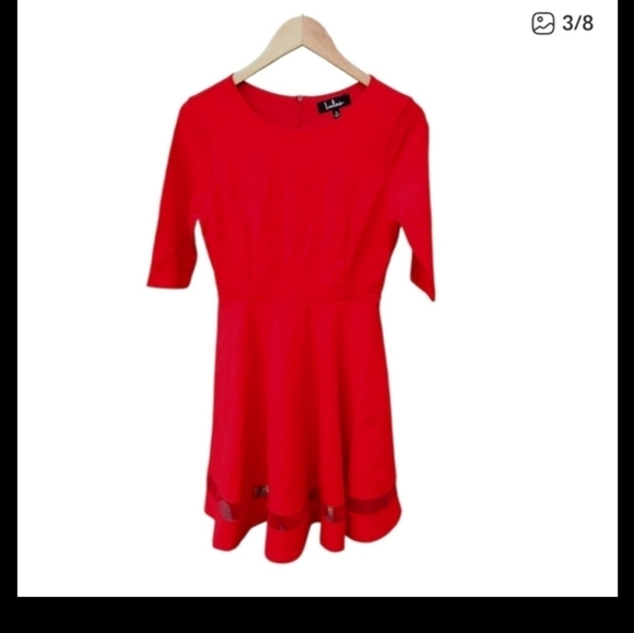 LULUS,  FIT AND FLAIR, FIRE ENGINE RED ,  SKATER, SHIFT DRESS SMALL NWT - Picture 4 of 6